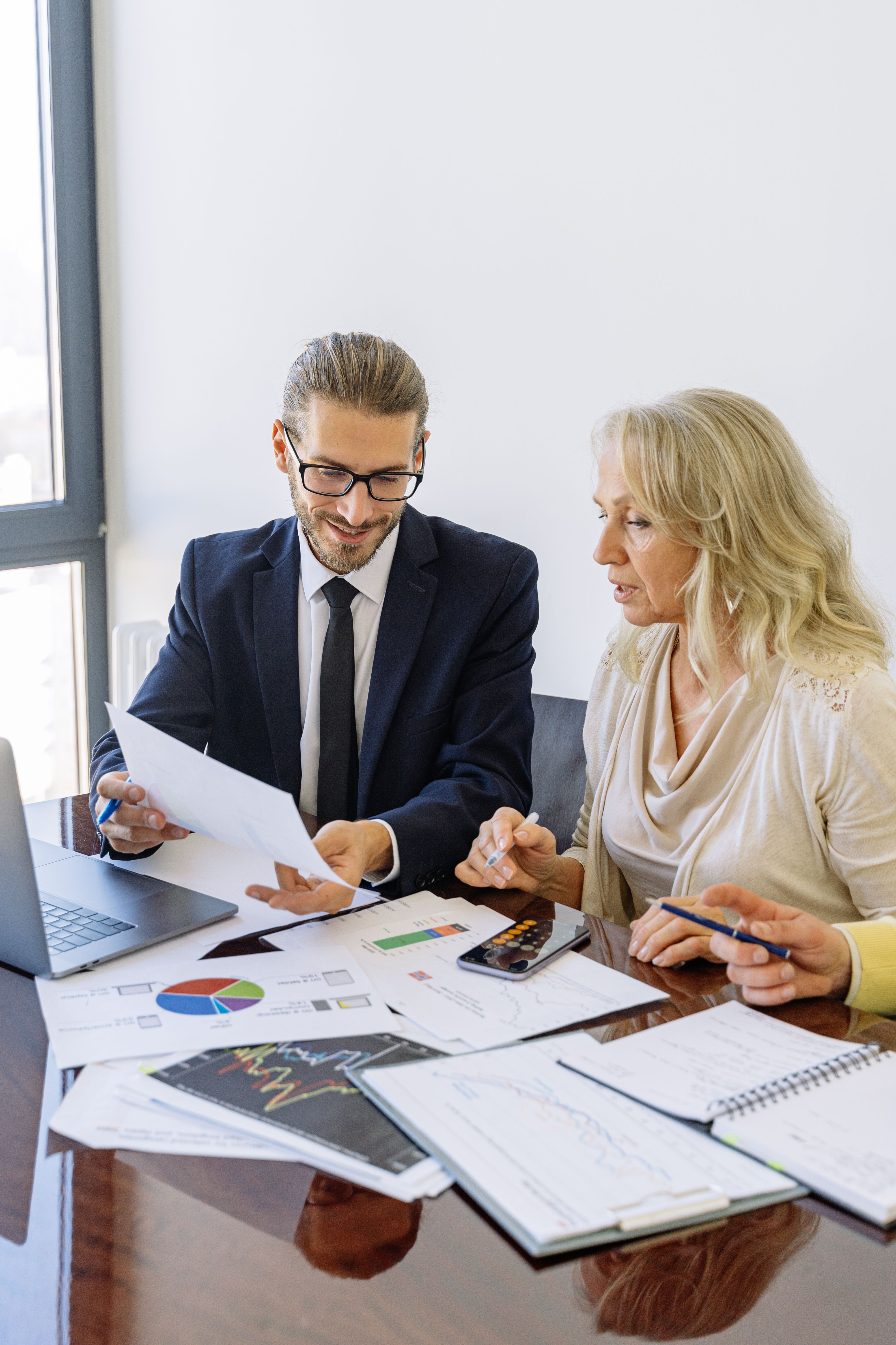 Professional business services team at work